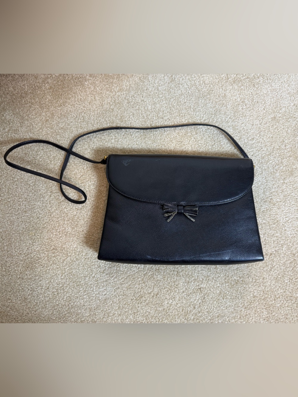 Vintage Koret black leather bag shoulder convertible clutch